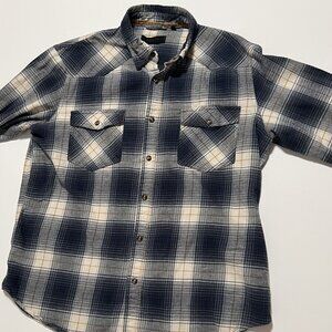 Dakota Grizzly Pearl Snap Flannel Shirt Plaid Long Sleeve Blue Men's size Large
